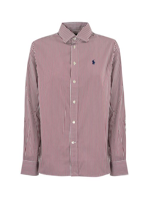 Camicia a righe in popeline bordeaux bianco POLO RALPH LAUREN | 211 910743016